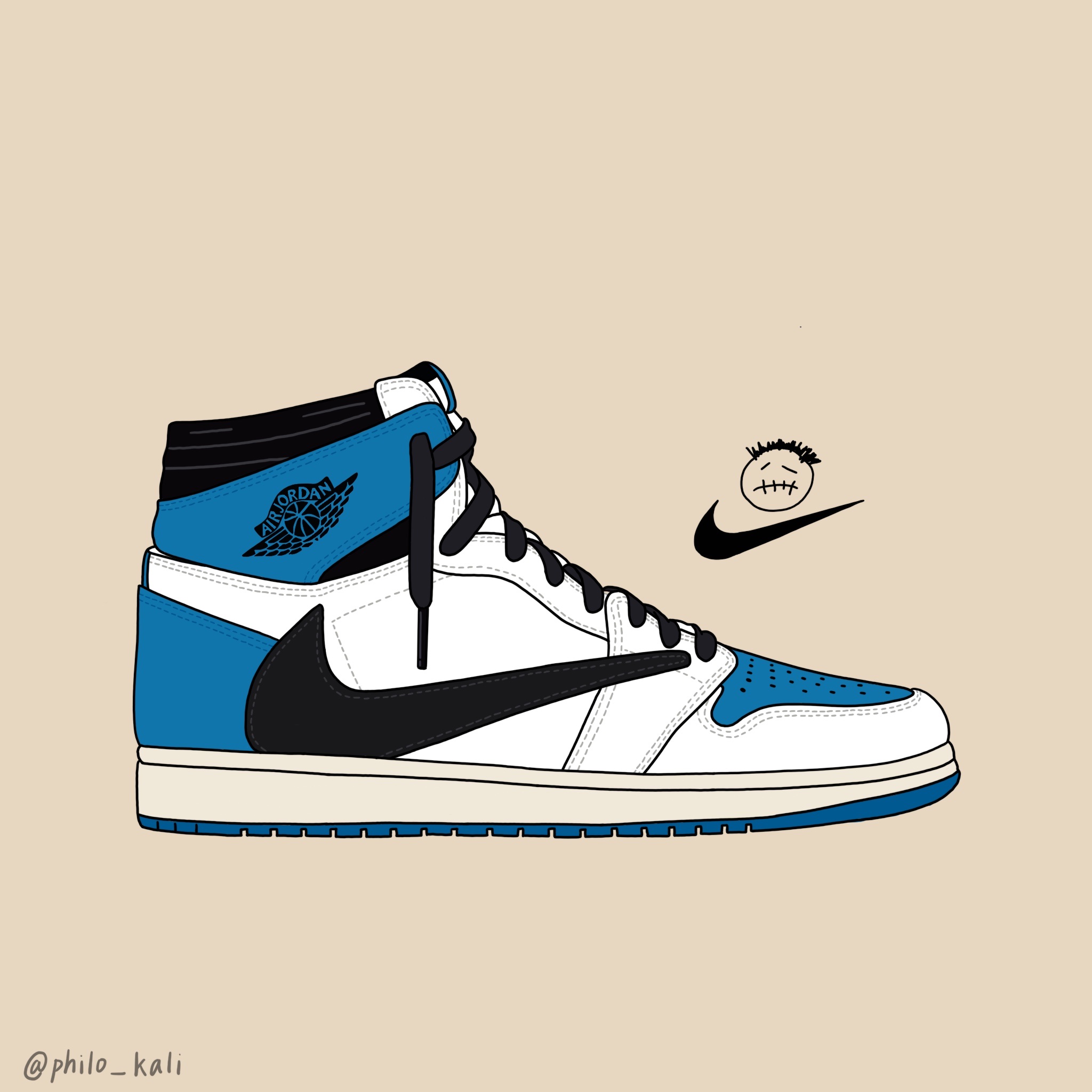 Jordan 1 x Travis Scott x Fragment Retro High OG SP Military Blue 착용 스타일