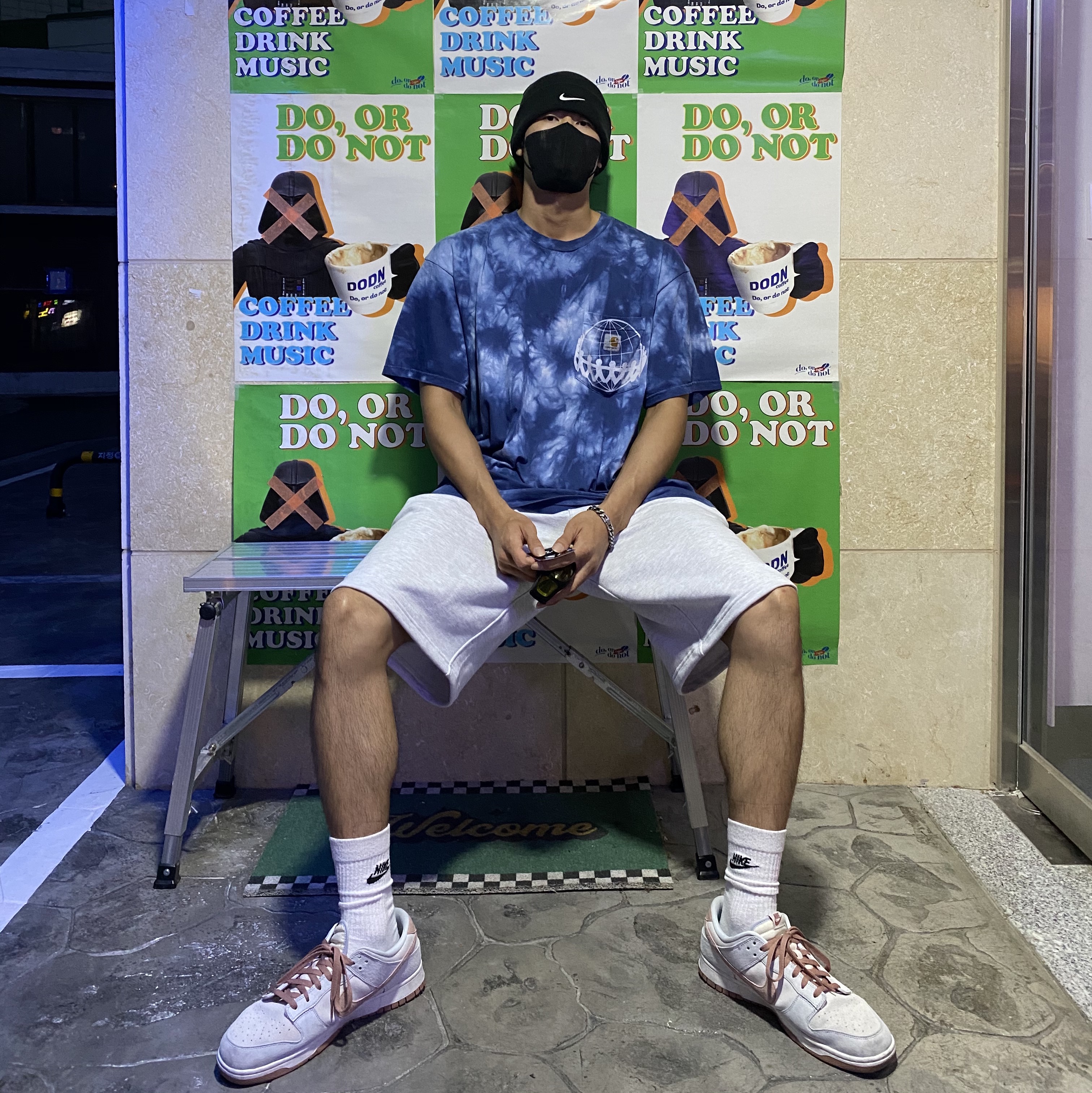 Nike x Stussy NRG Cuffed Beanie Black, Nike Dunk Low Retro PRM Fossil Rose 착용 스타일