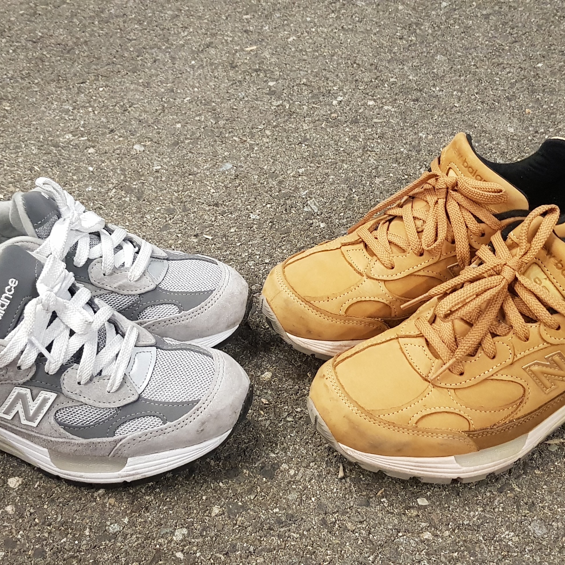 New Balance 992 Made in USA Brown, New Balance 992 Made in USA Grey - D Standard 착용 스타일