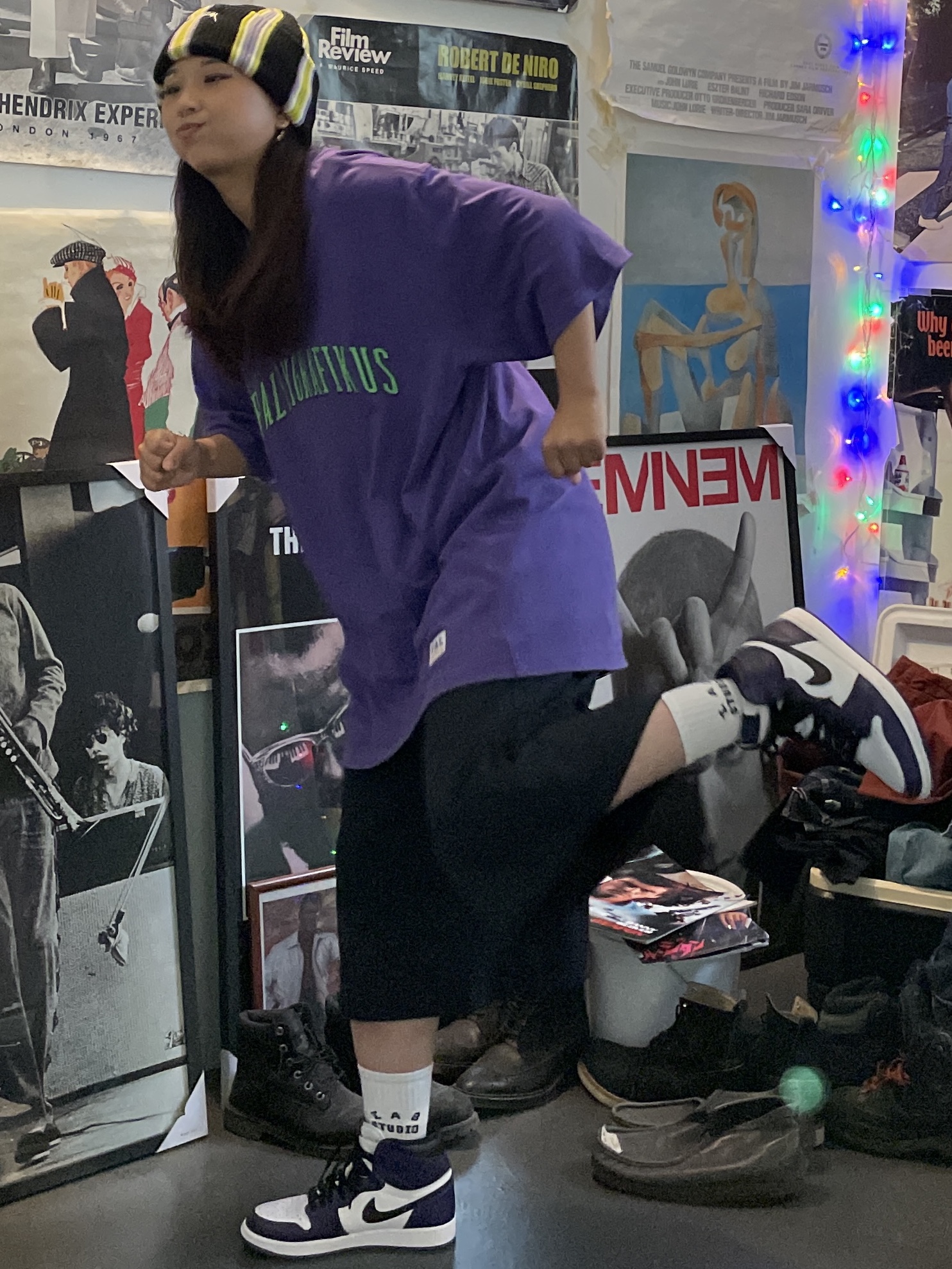 Jordan 1 Retro High OG Court Purple 2020, IAB Studio Socks Pack White Purple Cyan 착용 스타일