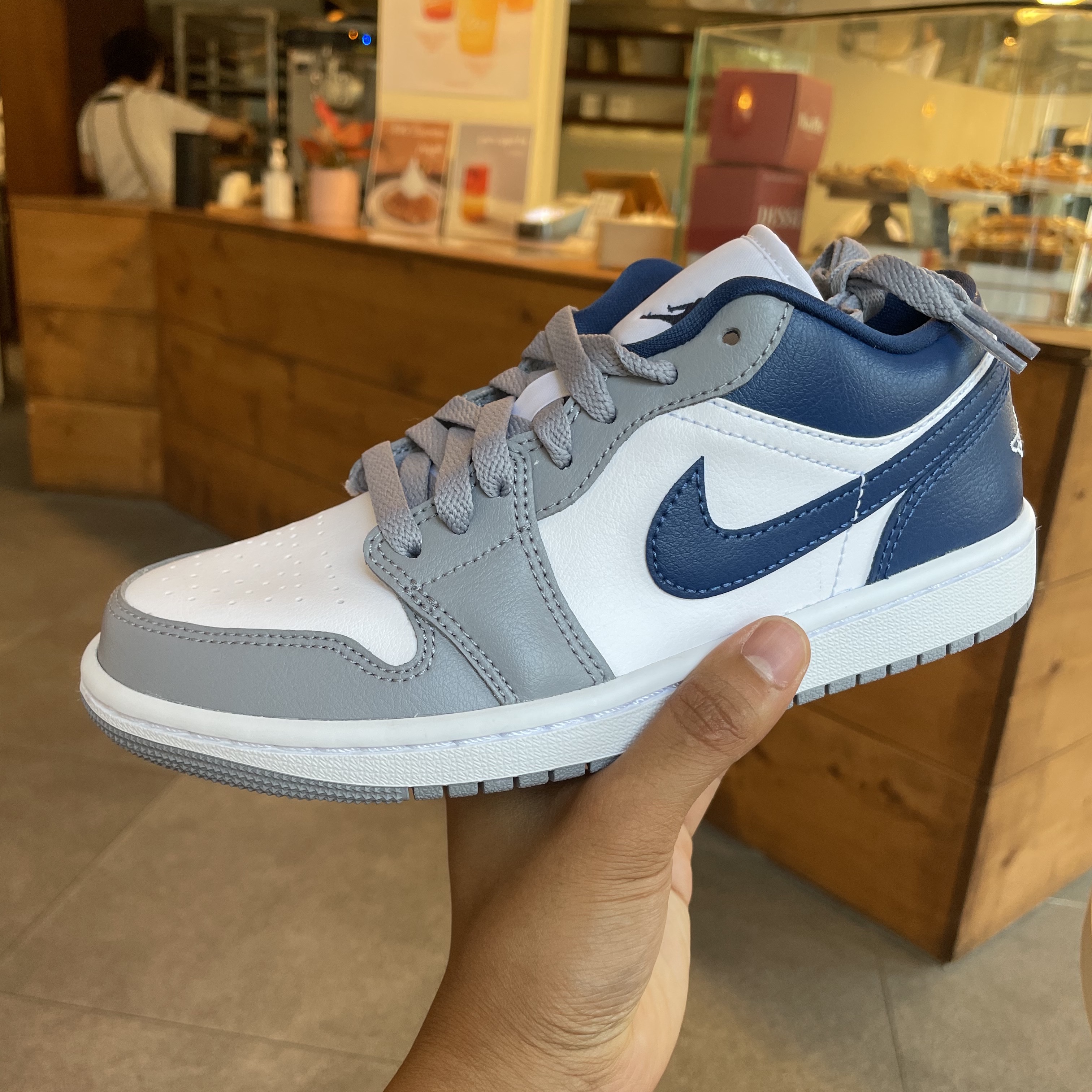 (W) Jordan 1 Low White Grey Blue 착용 스타일