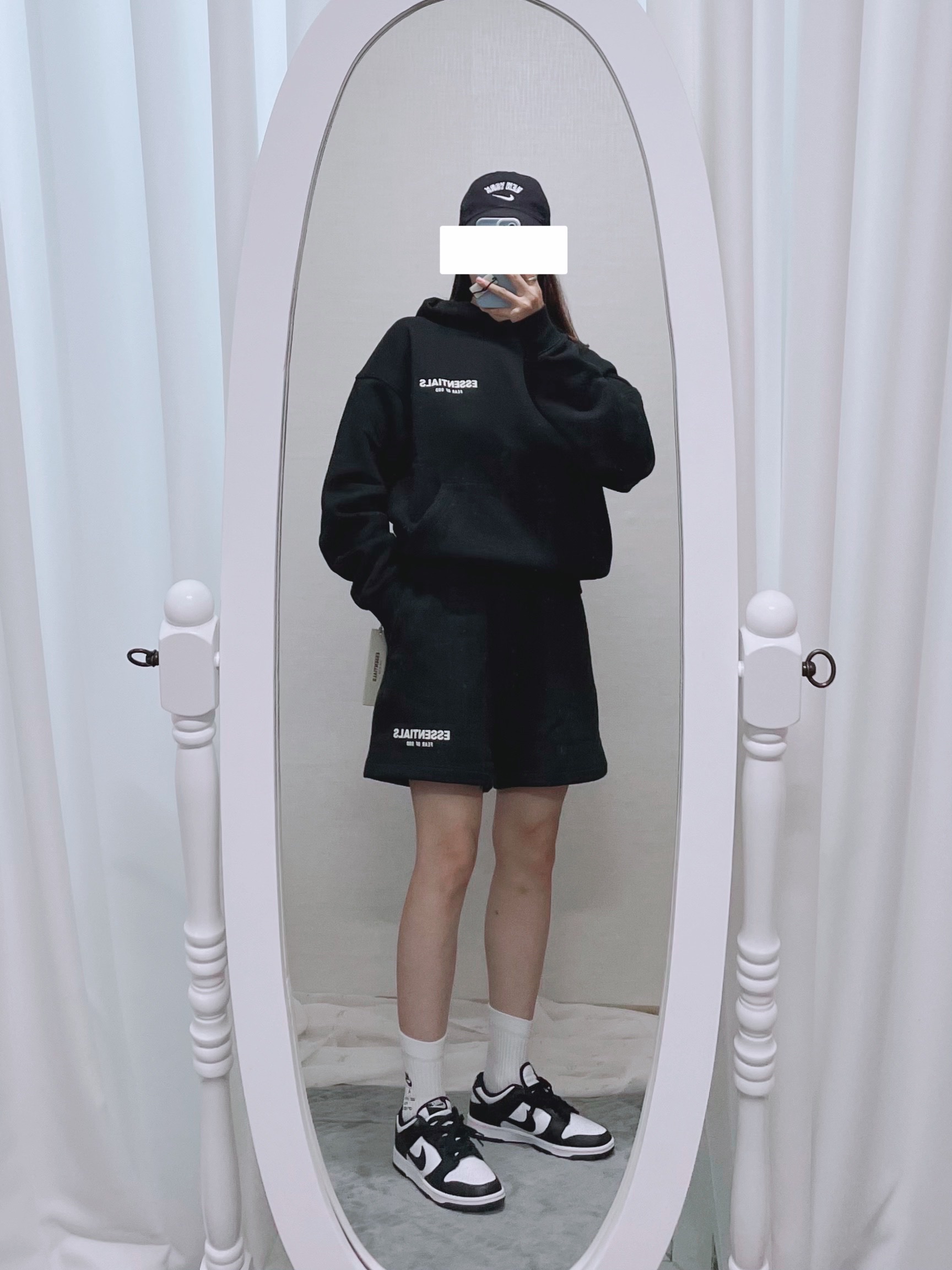 (Kids) Essentials The Core Collection Long Sleeve Polo Stretch Limo, (W) Nike Dunk Low Black 착용 스타일 - 5
