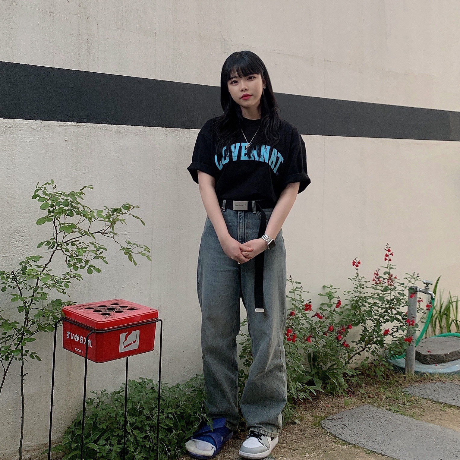 Jordan 1 Mid Light Smoke Grey 착용 스타일