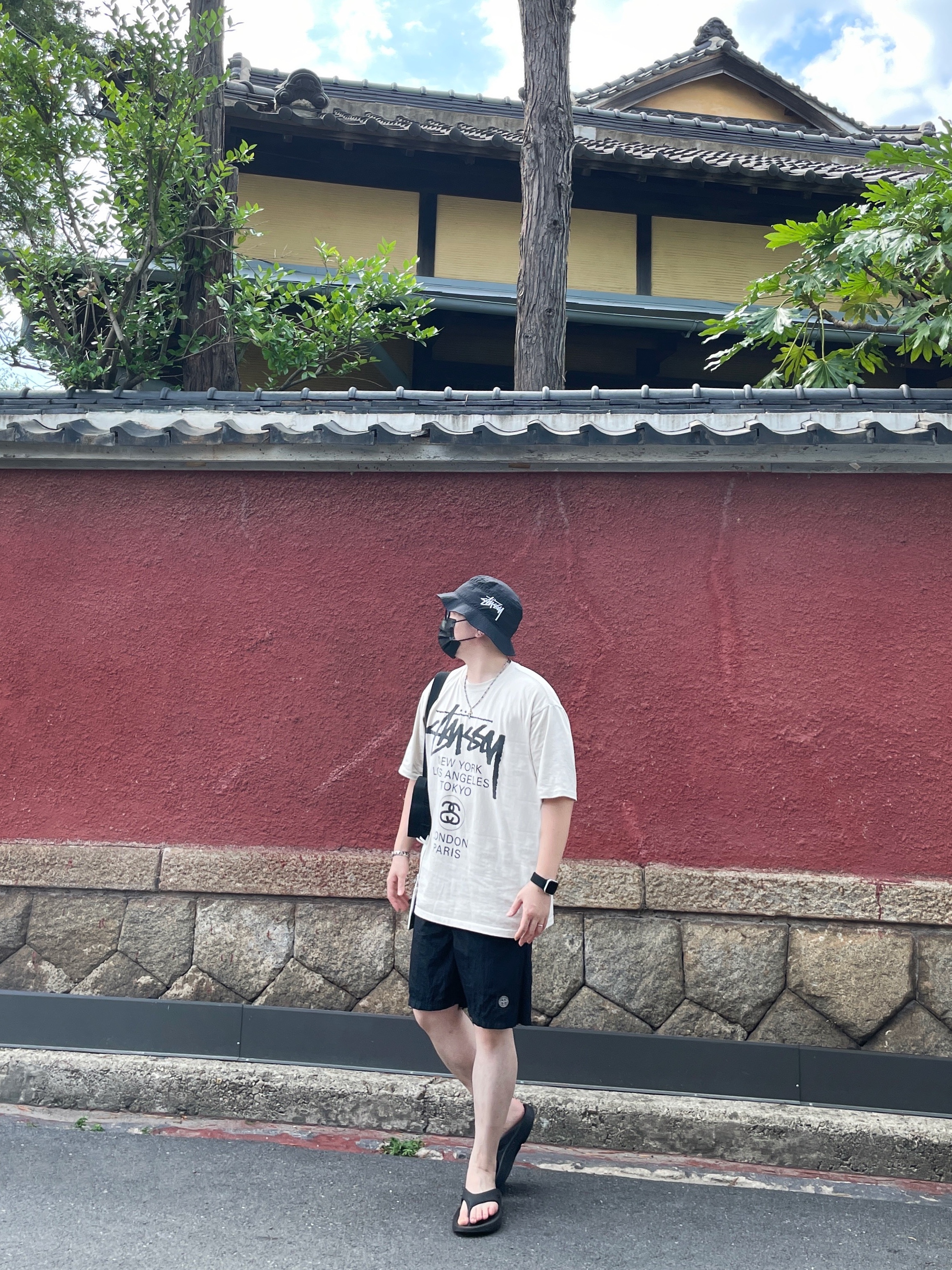 Nike x Stussy Bucket Hat Black, Stussy World Tour T-Shirt Smoke 착용 스타일