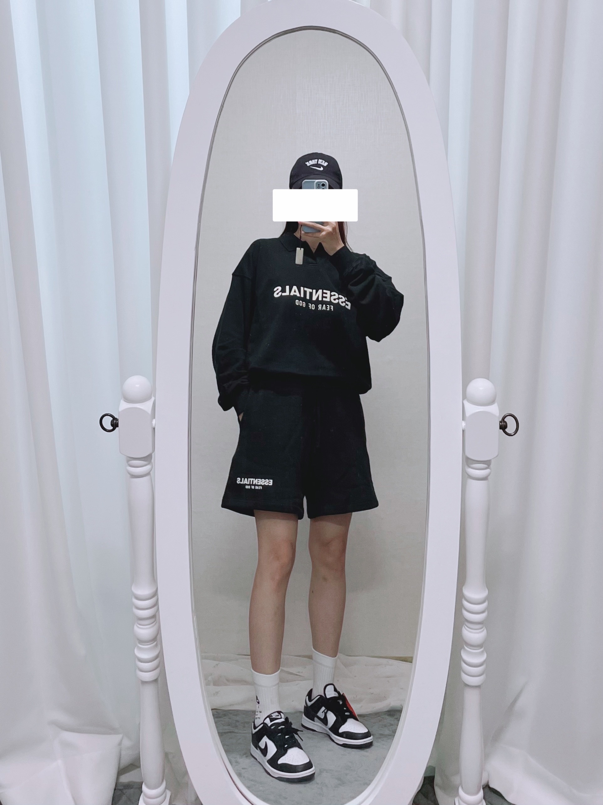 (Kids) Essentials The Core Collection Long Sleeve Polo Stretch Limo, (W) Nike Dunk Low Black 착용 스타일 - 4