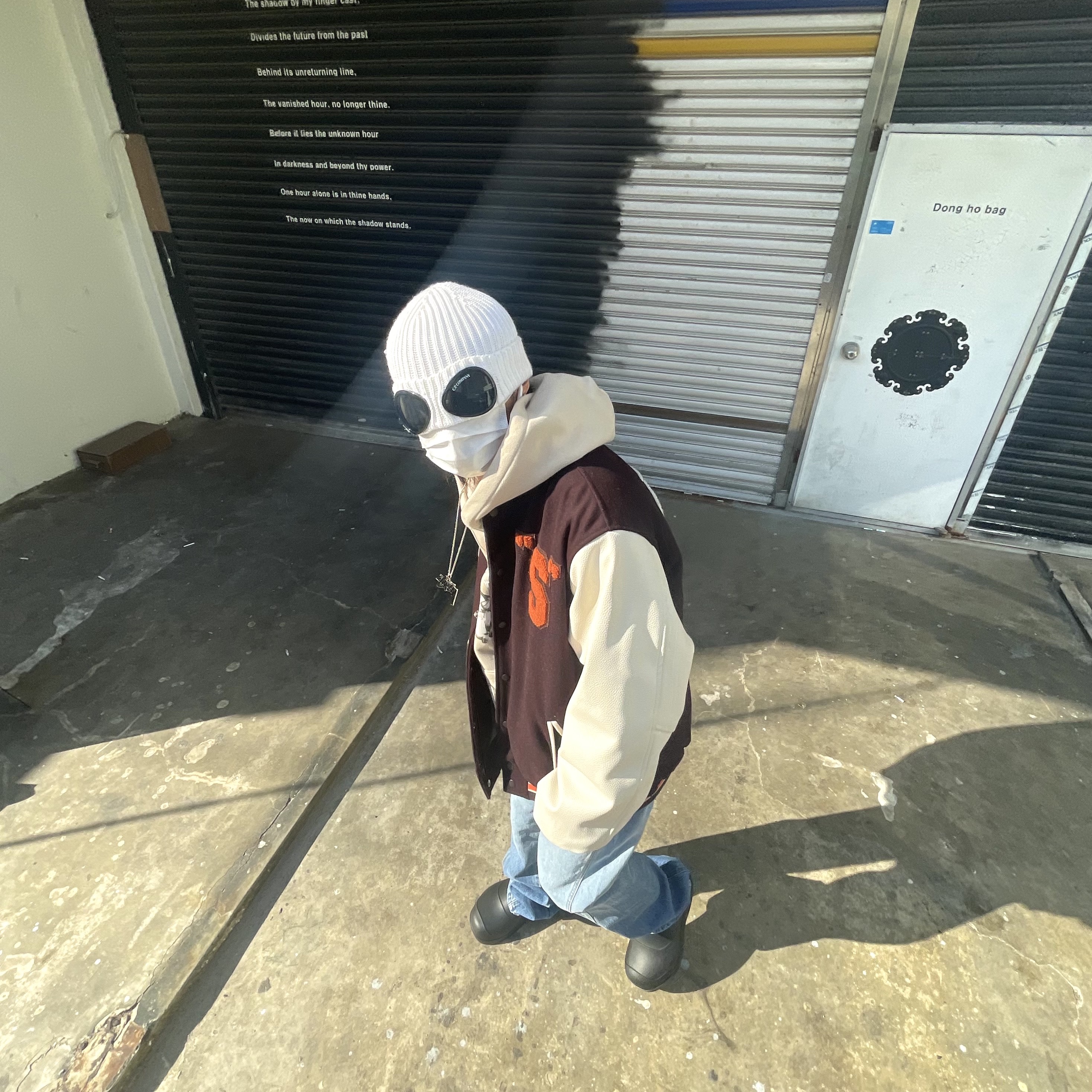 C.P. Company Cotton Goggle Beanie Gauze White - 21SS 착용 스타일 - 1