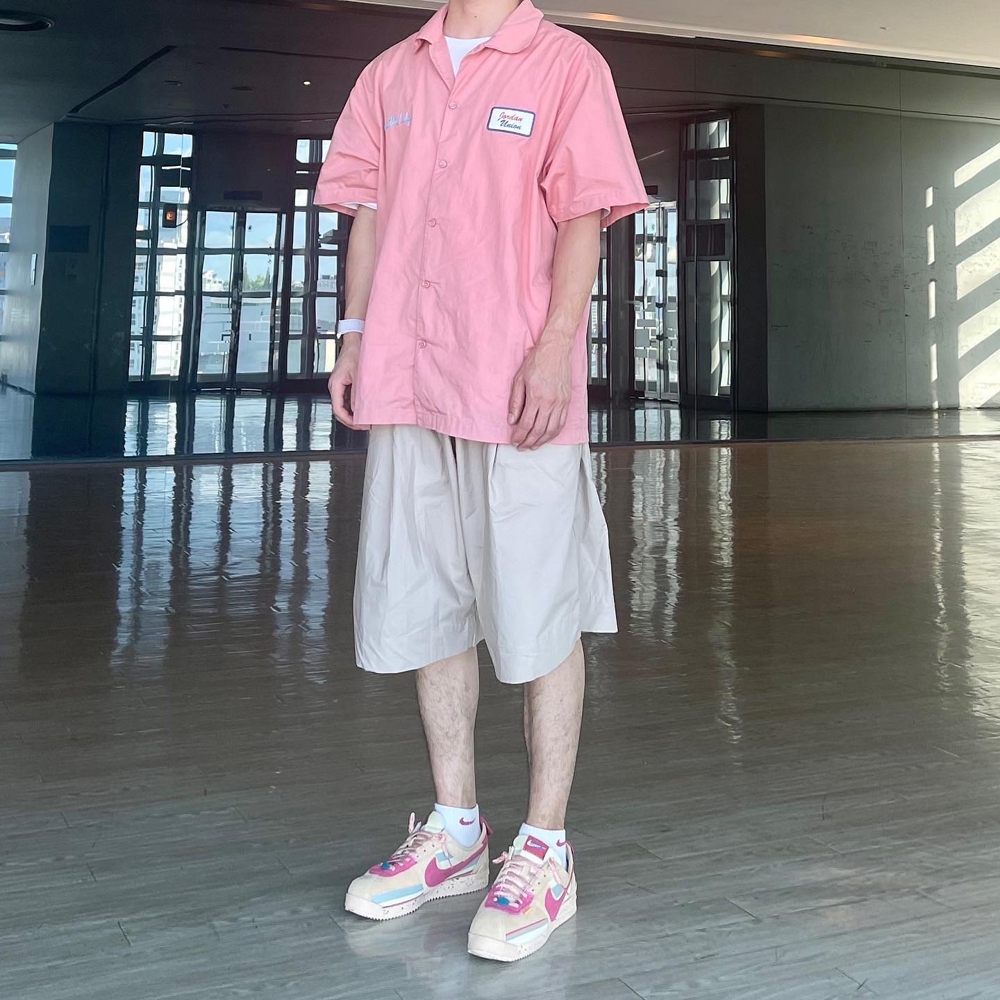 Jordan x Union Mechanic Shirt Rust Pink, Nike x Union Cortez SP Sesame 착용 스타일 - 1