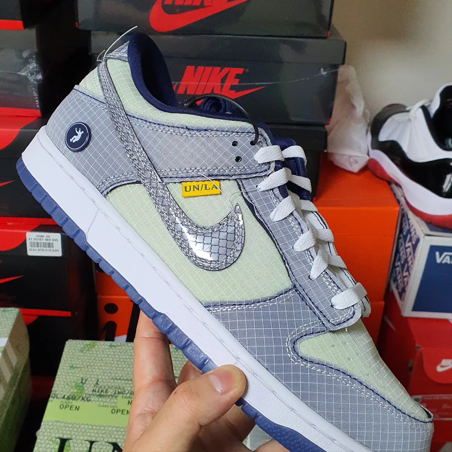 Nike x Union Dunk Low Passport Pack Argon, Nike x Union Dunk Low Passport Pack Court Purple White 착용 스타일 - 2