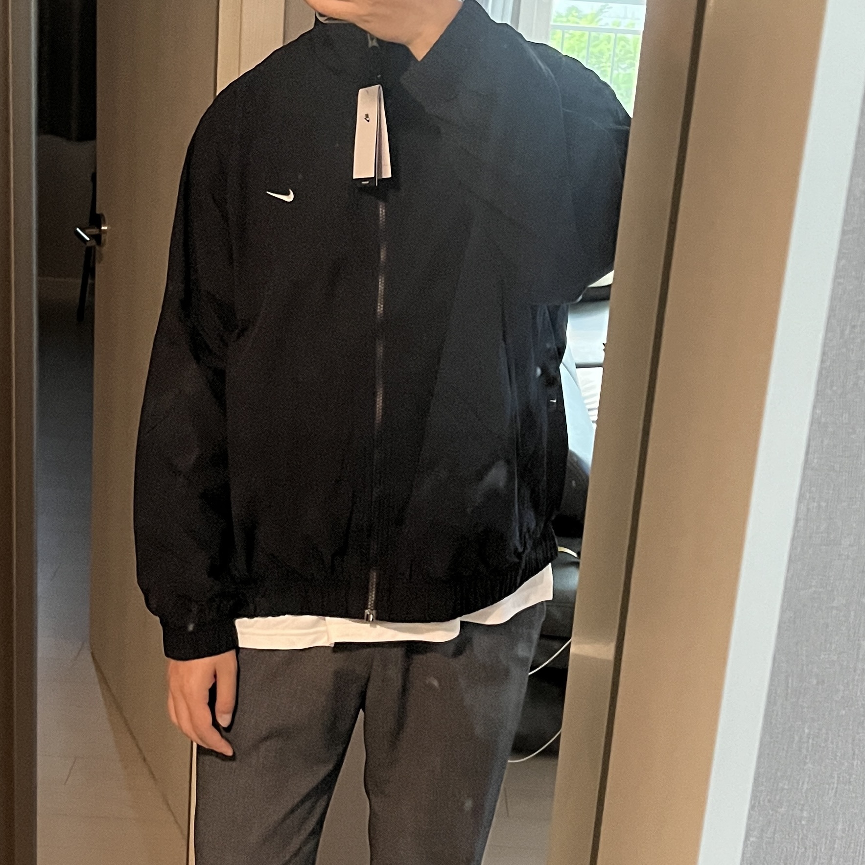 Nike NRG Solo Swoosh Woven Track Jacket Black - Asia 착용 스타일