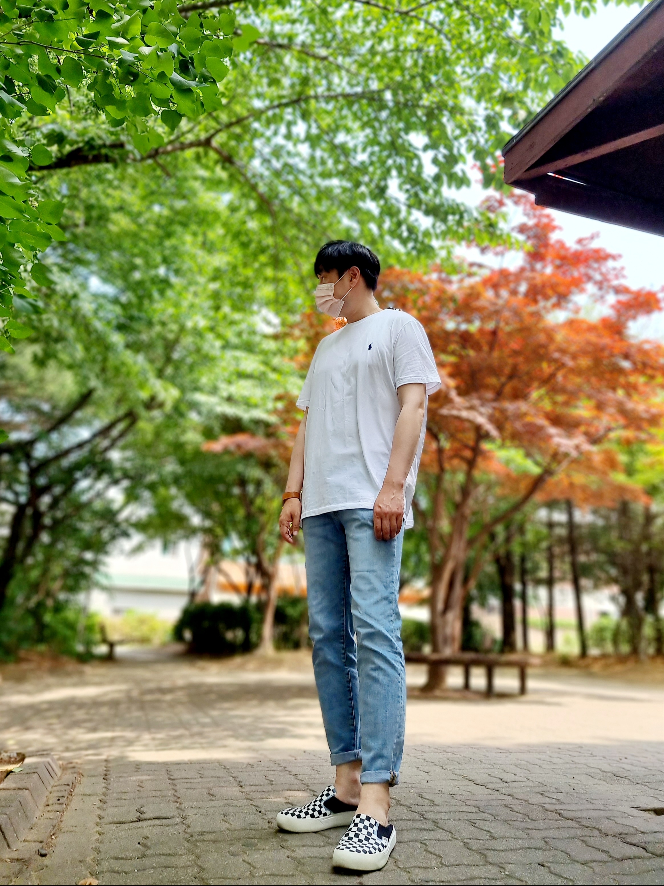 Vans Checkerboard Comfycush One Black 착용 스타일