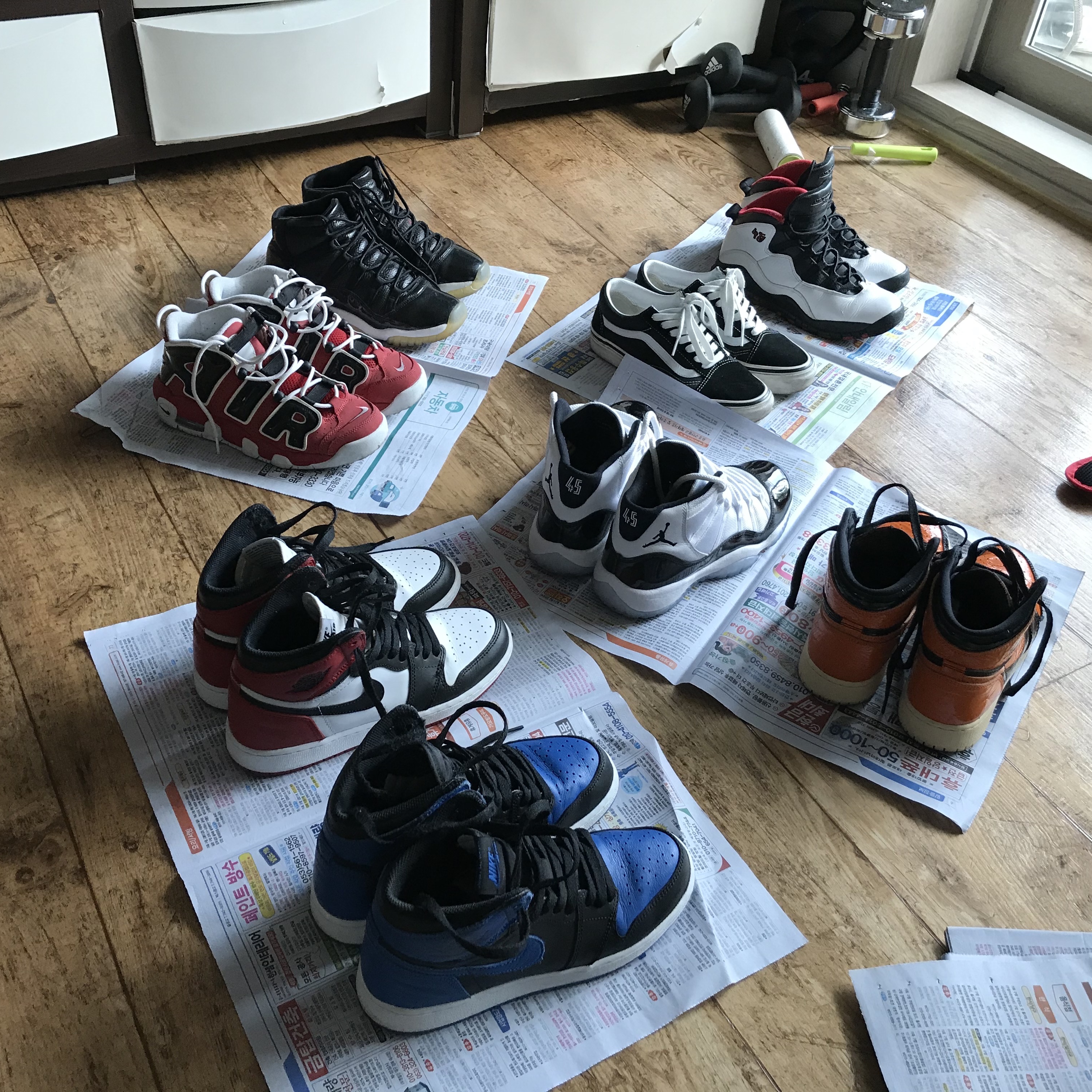 (GS) Jordan 10 Retro Double Nickel, Vans Old Skool 36 DX Anaheim Factory Black White 착용 스타일
