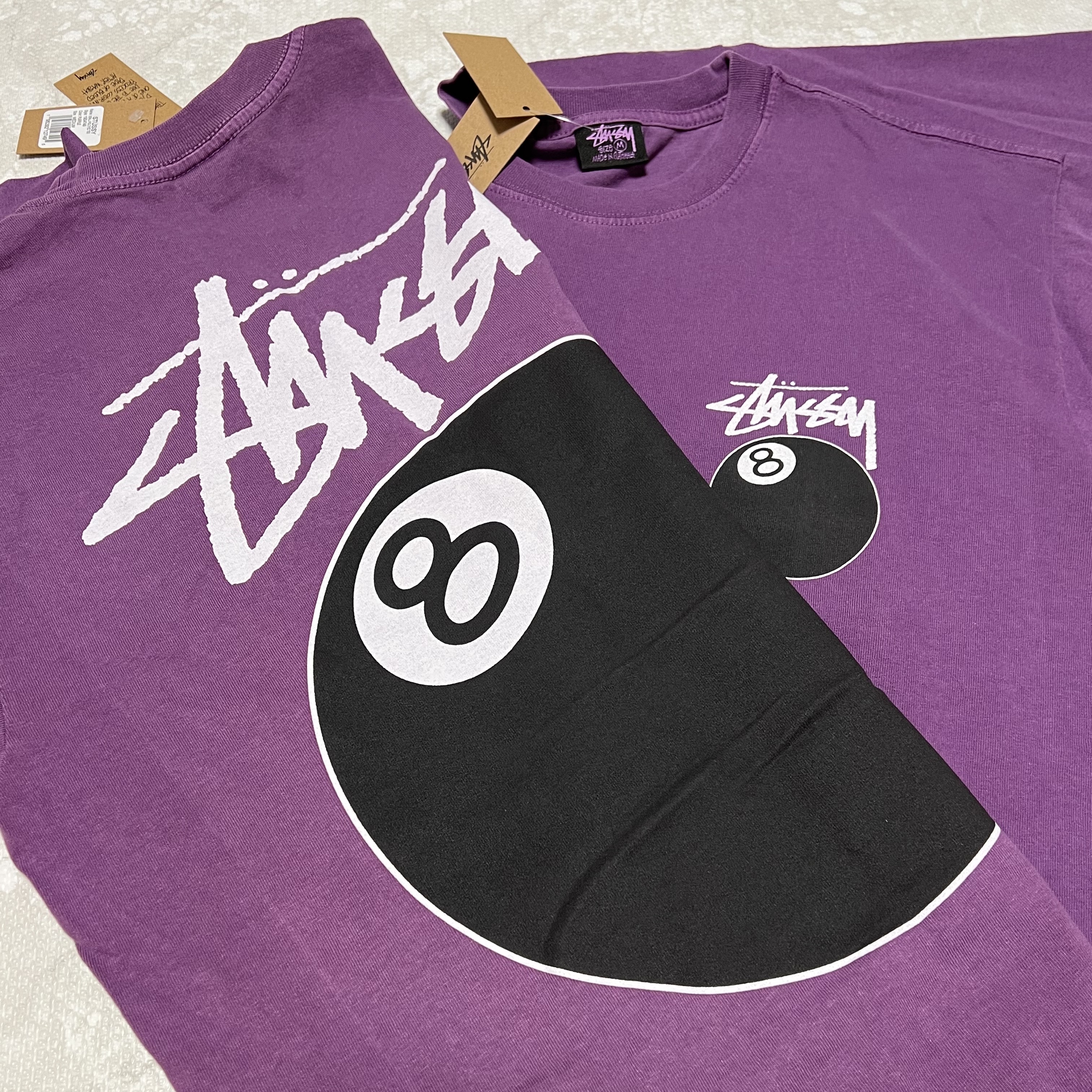 Stussy 8 Ball Pigment Dyed T-Shirt Purple - 21FW 착용 스타일