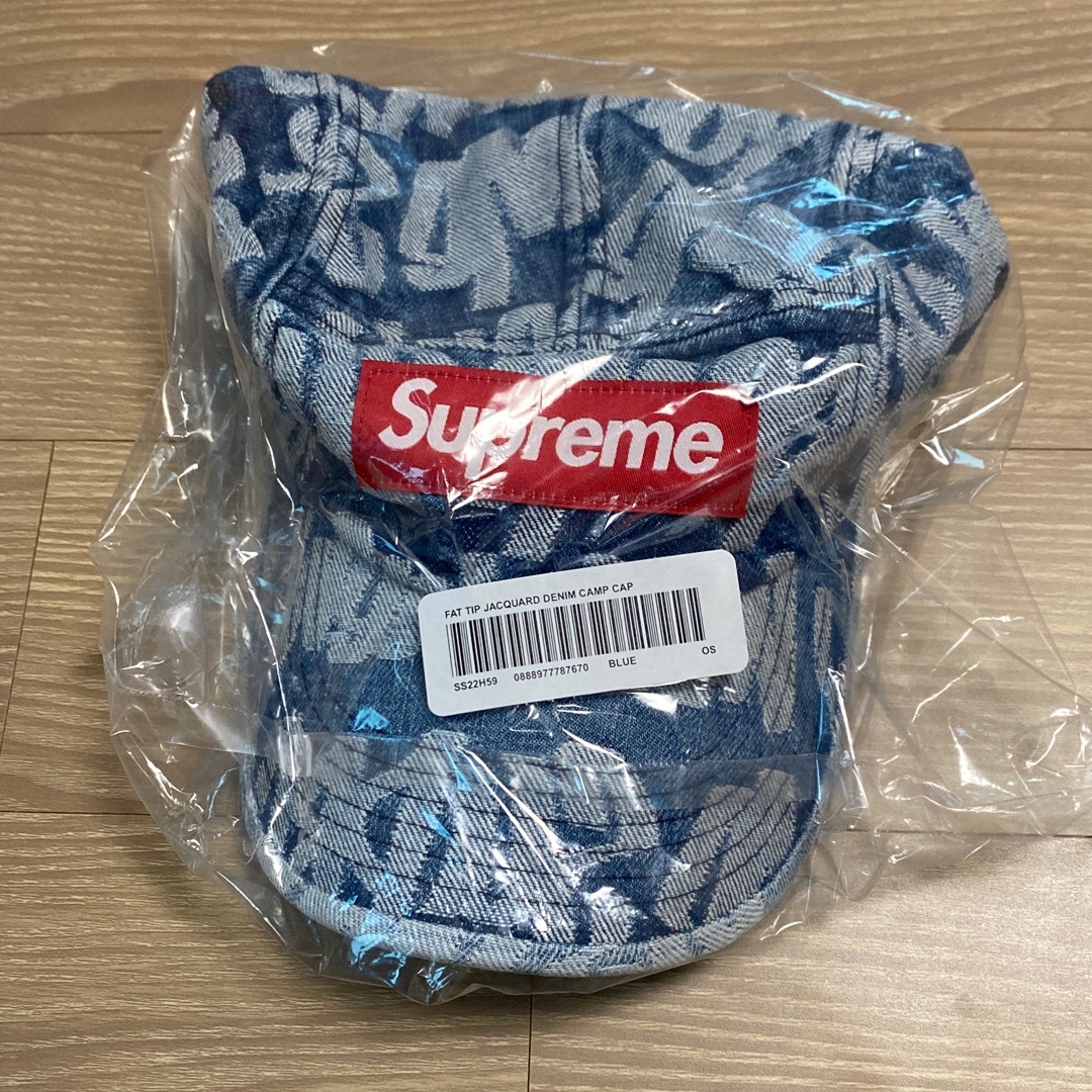 Supreme Fat Tip Jacquard Denim Camp Cap Blue - 22SS 착용 스타일
