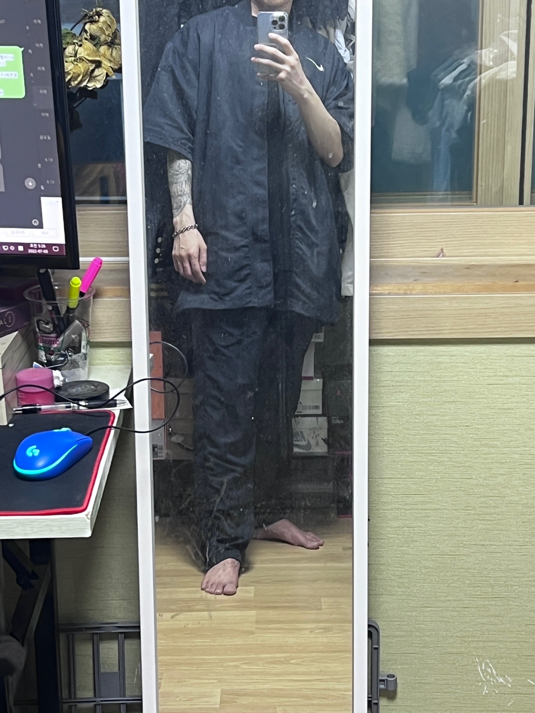 Nike x Fear of God Warm Up Top Off Noir, Nike x Fear of God Warm Up Pants Off Noir 착용 스타일 - 2