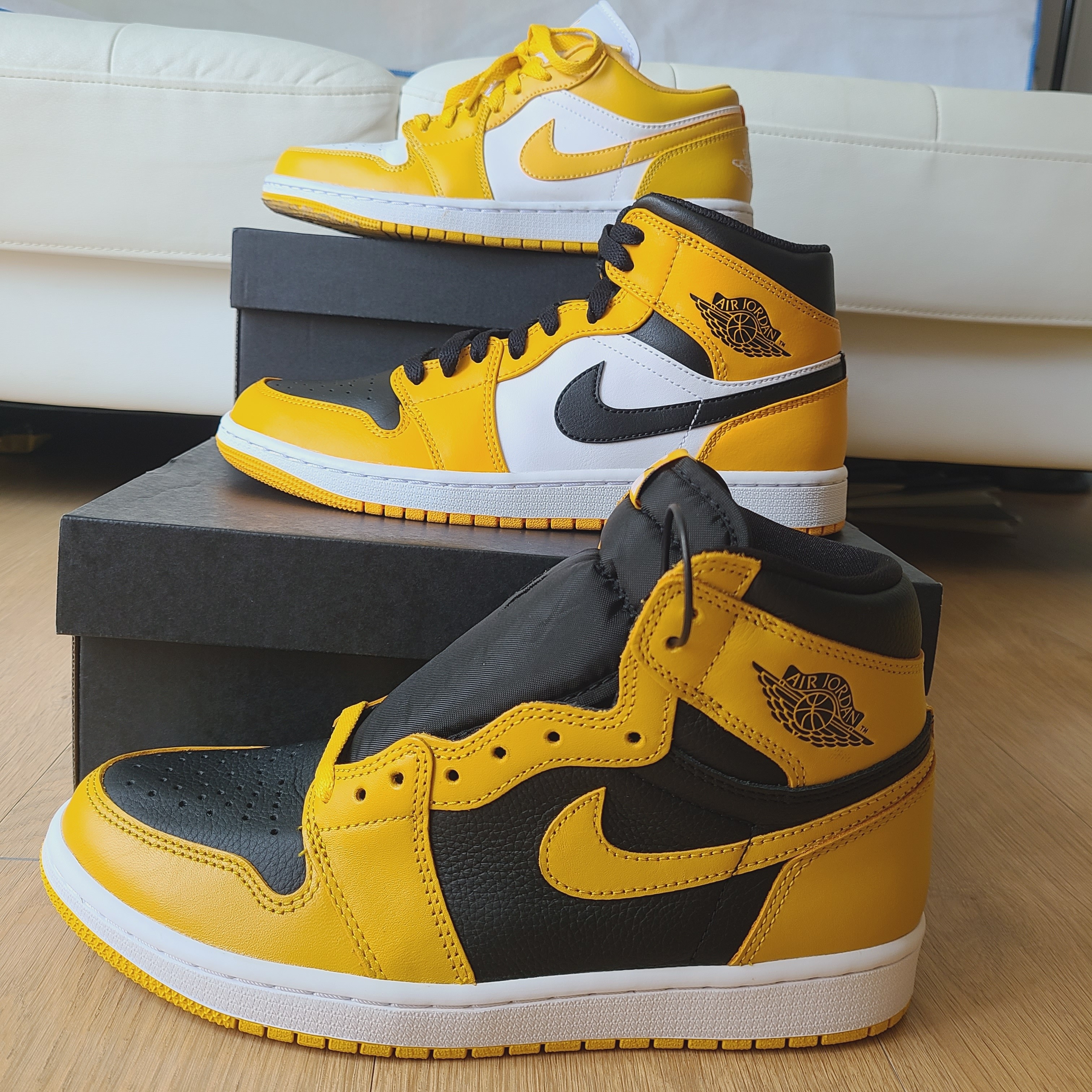 Jordan 1 Mid Taxi, Jordan 1 Retro High OG Pollen 착용 스타일 - 1