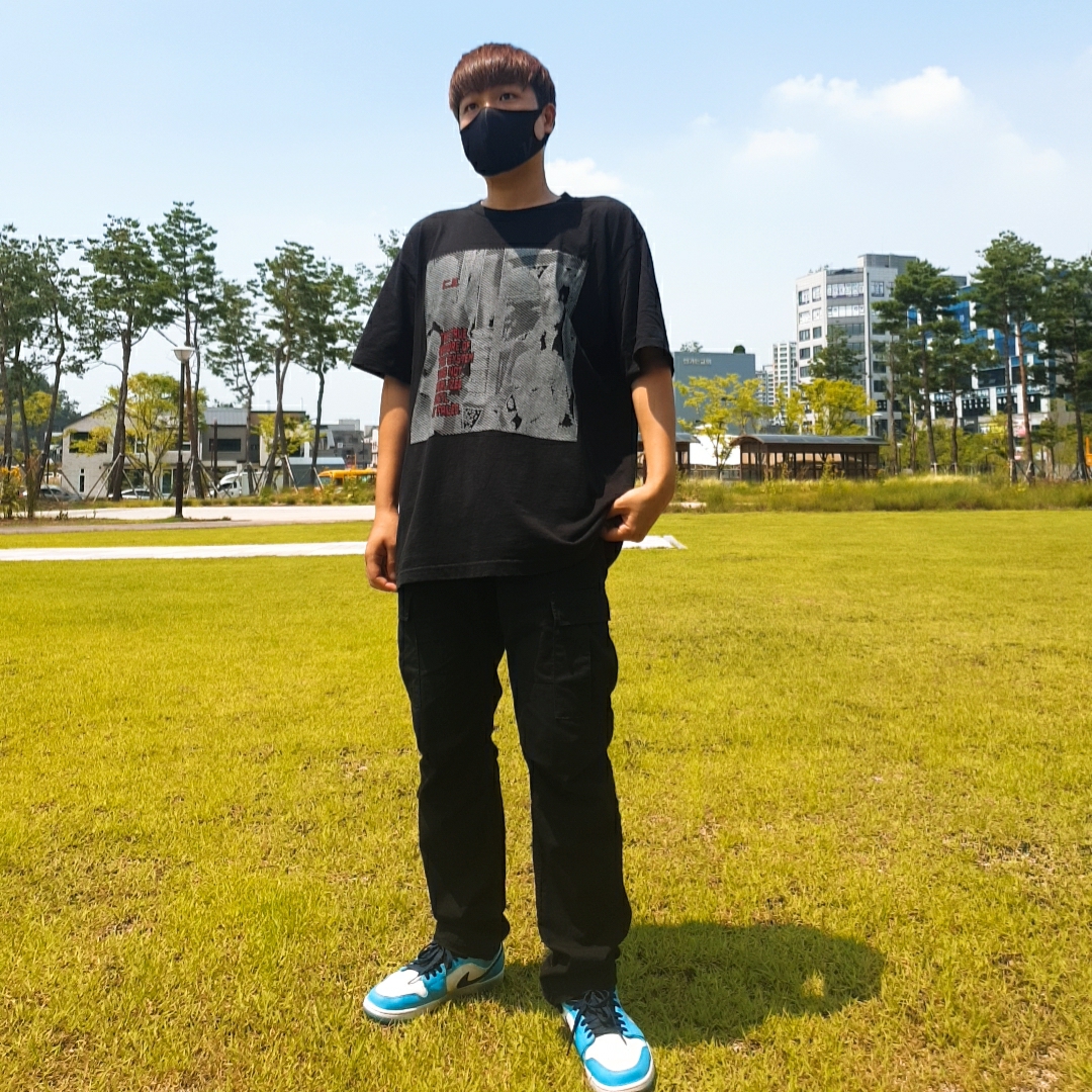 Jordan 1 Low Dark Powder Blue 착용 스타일 - 1