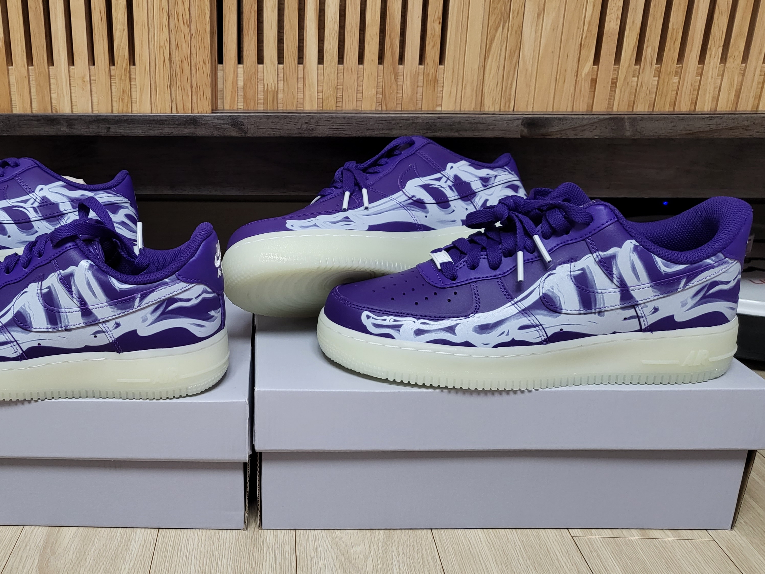 Nike Air Force 1 Low '07 Purple Skeleton 착용 스타일 - 1