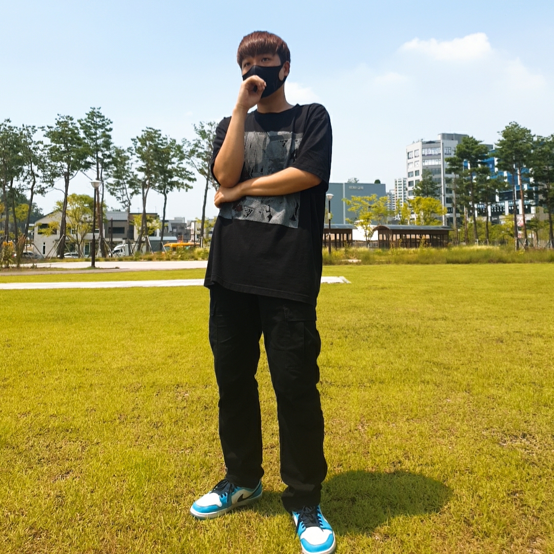 Jordan 1 Low Dark Powder Blue 착용 스타일 - 2