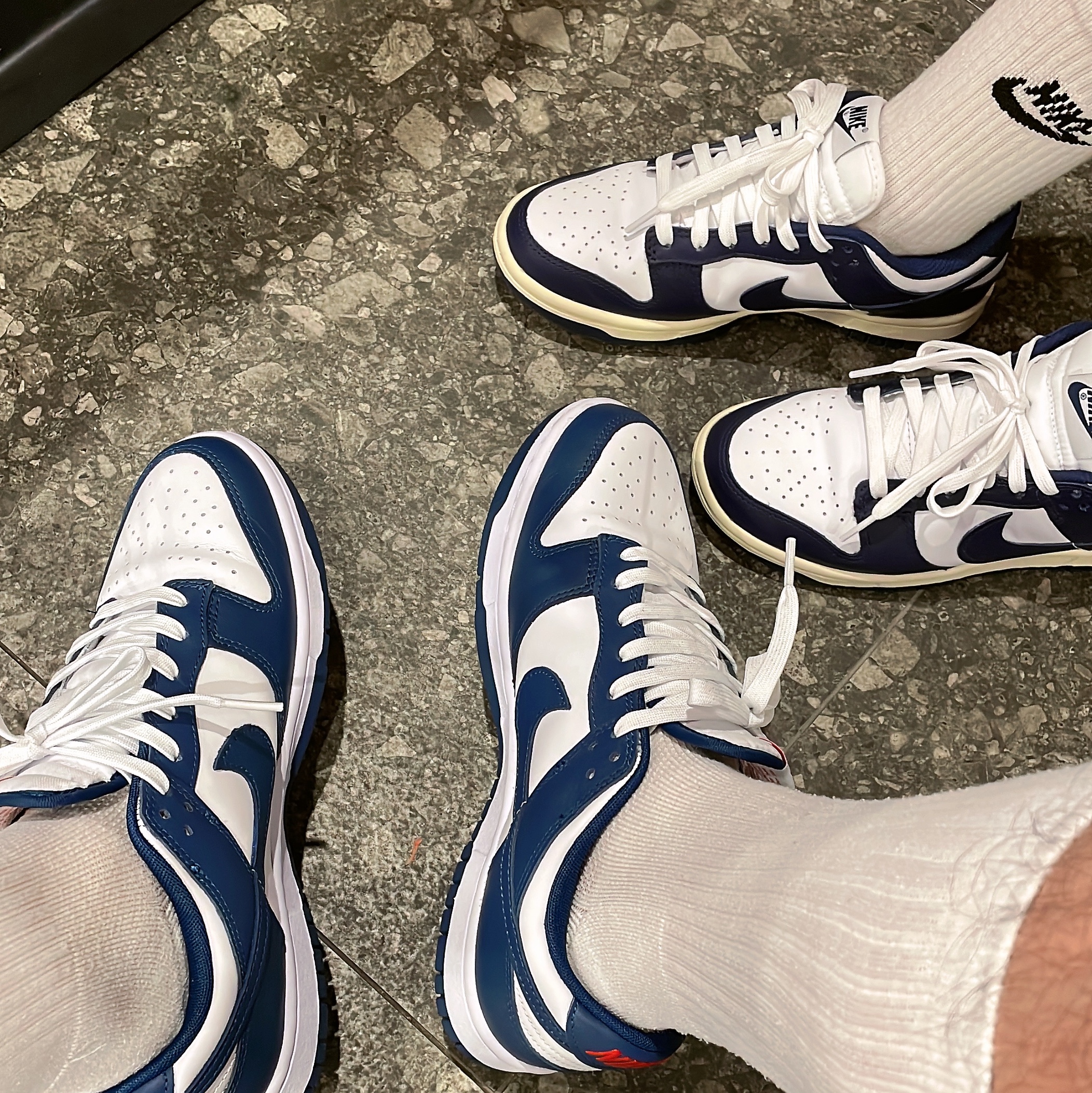 Nike Dunk Low Retro Valerian Blue, (W) Nike Dunk Low Vintage Midnight Navy 착용 스타일