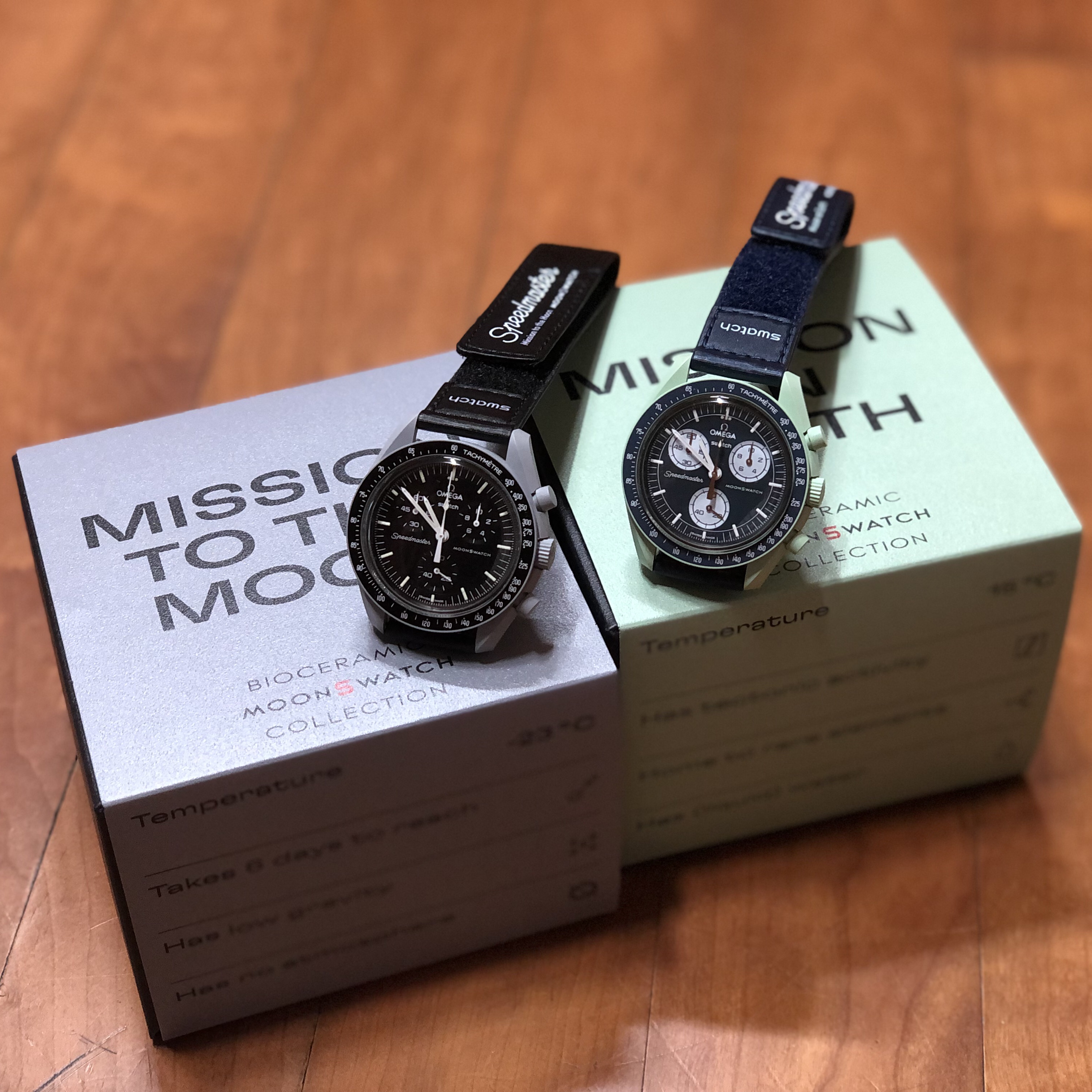 Swatch x Omega Bioceramic MoonSwatch Mission To The Moon, Swatch x Omega Bioceramic MoonSwatch Mission On Earth 착용 스타일