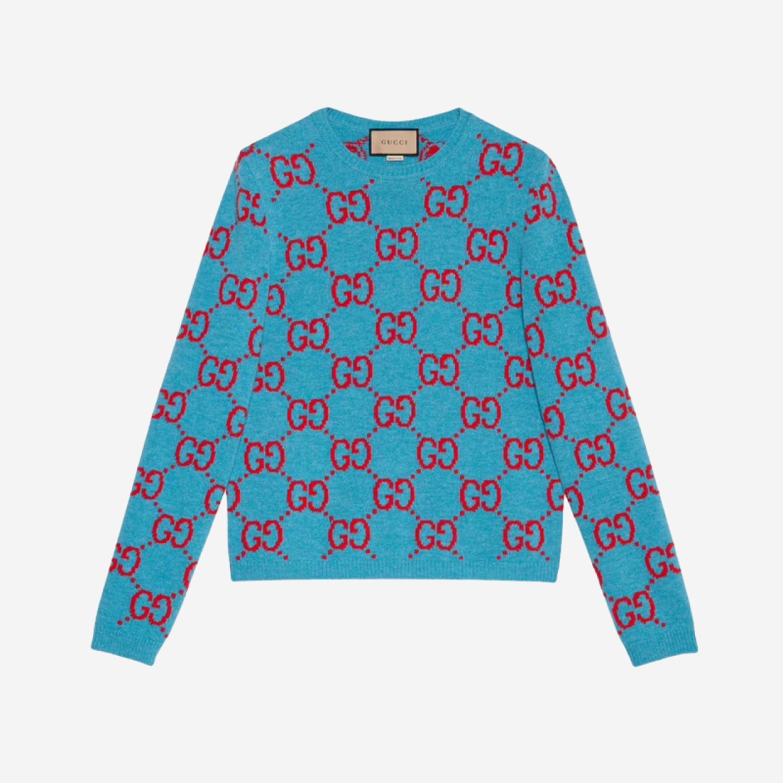 Gucci GG Knit Sweater Light Blue Red 상세 이미지 1