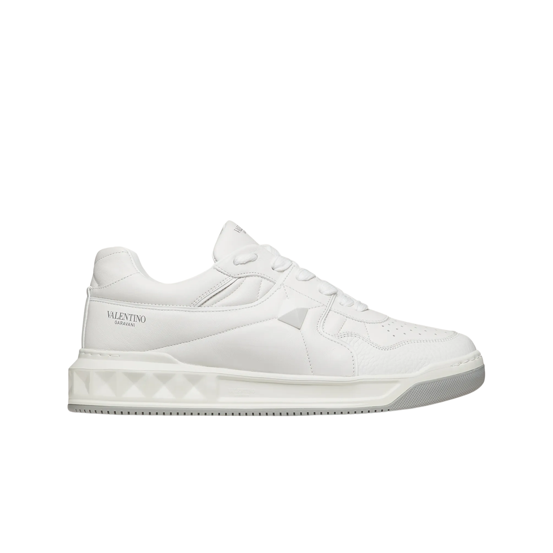 (W) 발렌티노 원 스터드 로우탑 나파 레더 스니커즈 화이트((W) Valentino One Stud Low-Top Nappa Sneakers White)