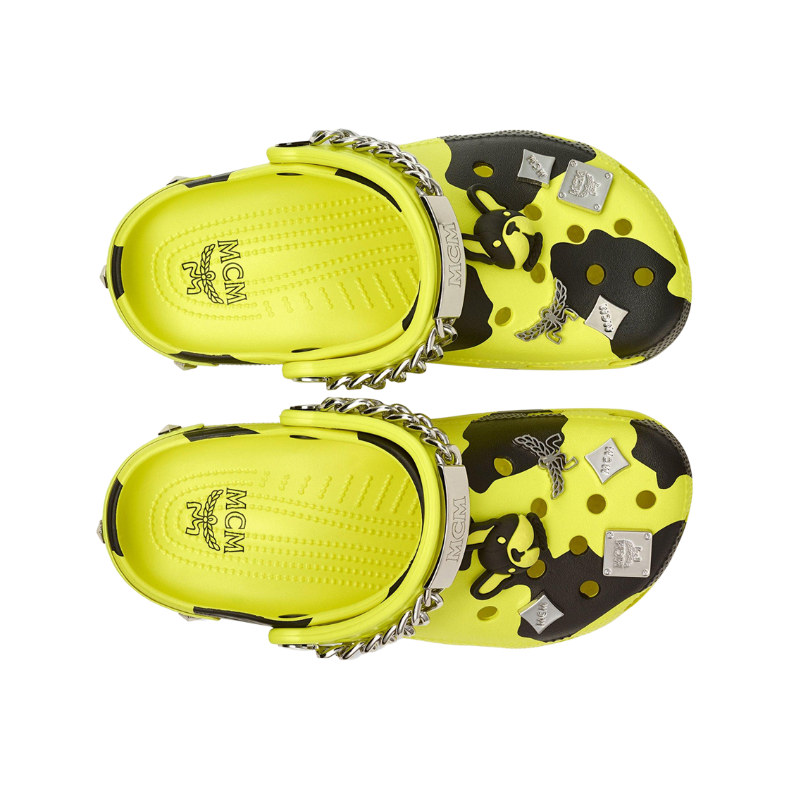 크록스 x MCM 카모플라주 프린트 클로그 네온 옐로우(Crocs x MCM Camouflage Print Clog Neon Yellow) - 2