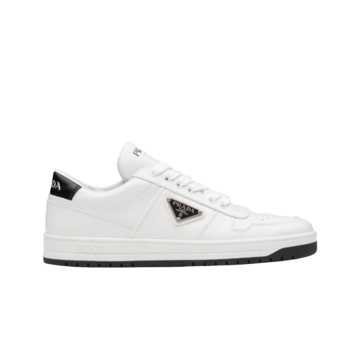 (W) Prada Downtown Perforated Leather Sneakers White Black