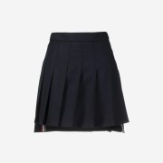 (W) Thom Browne Super 120S Twill Dropped Back Pleated School Uniform Mini Skirt Navy