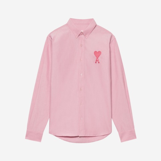 아미 톤온톤 하트 로고 옥스포드 버튼 다운 셔츠 페일 핑크