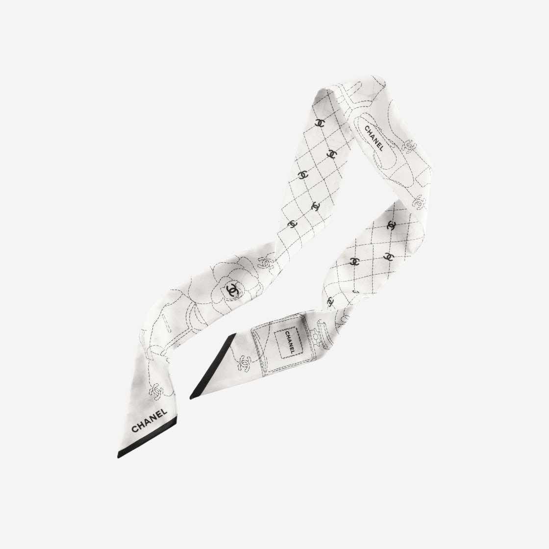 머스트잇(MUSTIT) - (W) 샤넬 헤어밴드 실크 트윌 & 화이트 블랙 (W) Chanel Slim Bandeau Silk Twill & White Black