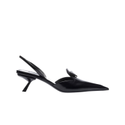 (W) Prada Brushed Leather Slingback Pumps Black