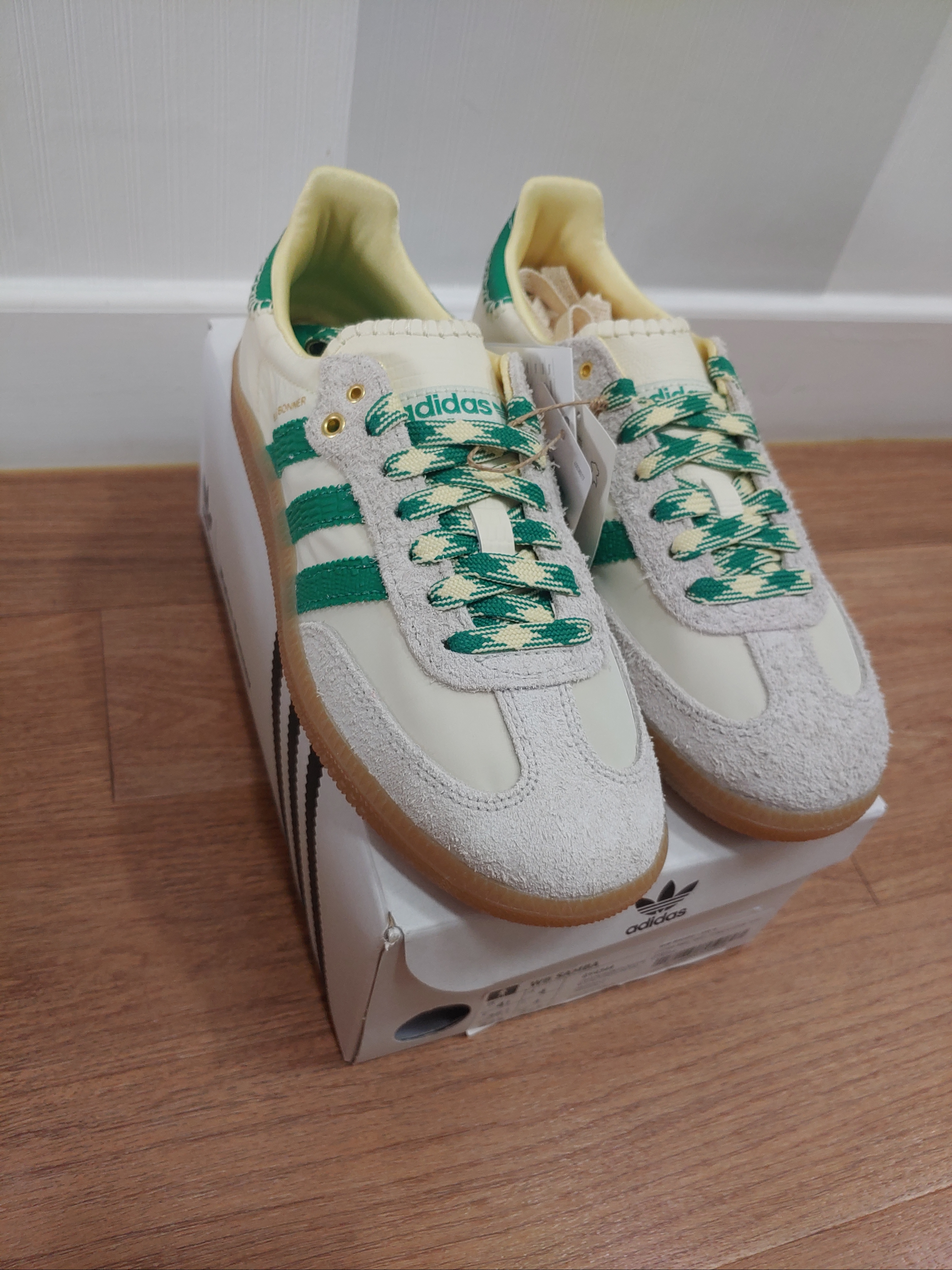Adidas x Wales Bonner Samba Cream Green 착용 스타일 - 2