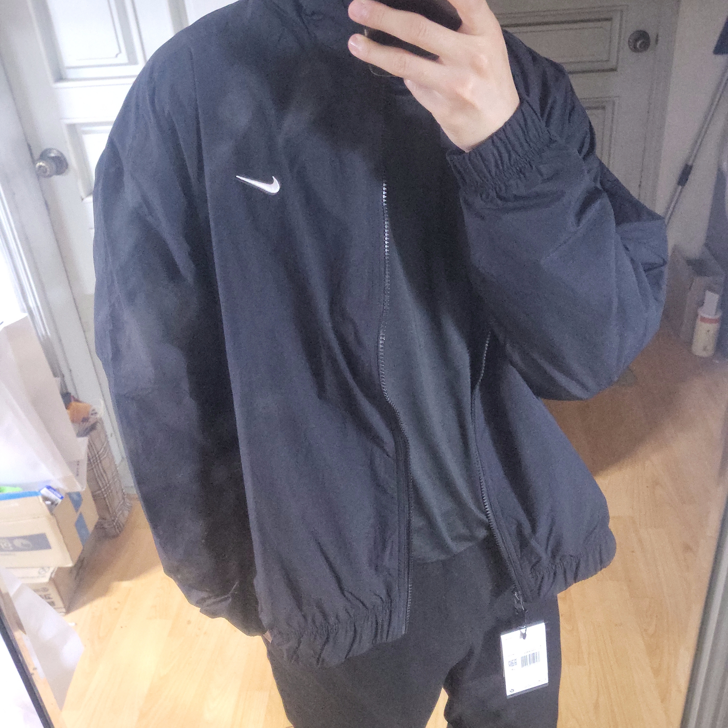 Nike NRG Solo Swoosh Woven Track Jacket Black - Asia 착용 스타일