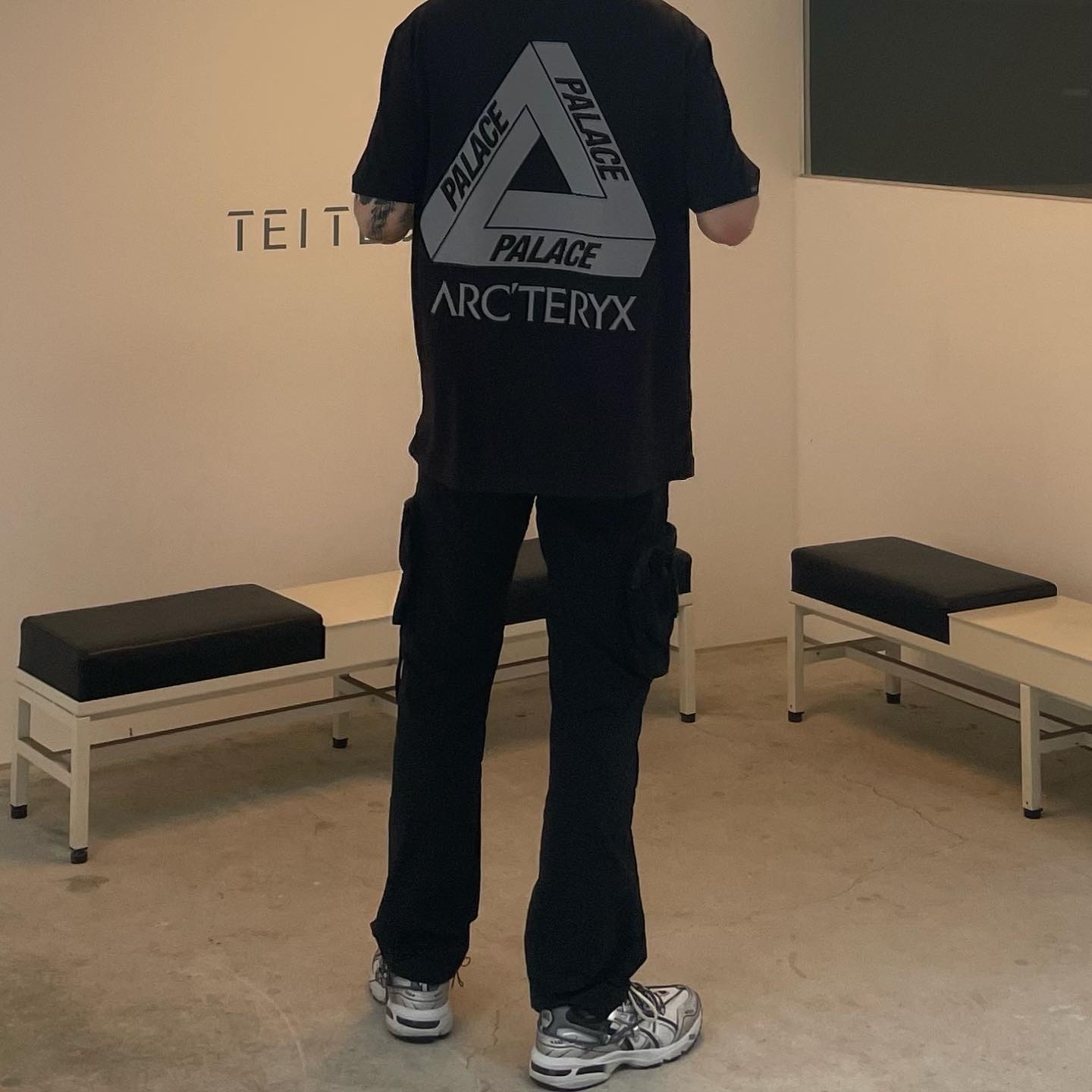 Palace x Arc'teryx T-Shirt Black - 20FW, Asics x Andersson Bell Gel-1090 Glacier Grey Silver 착용 스타일 - 2
