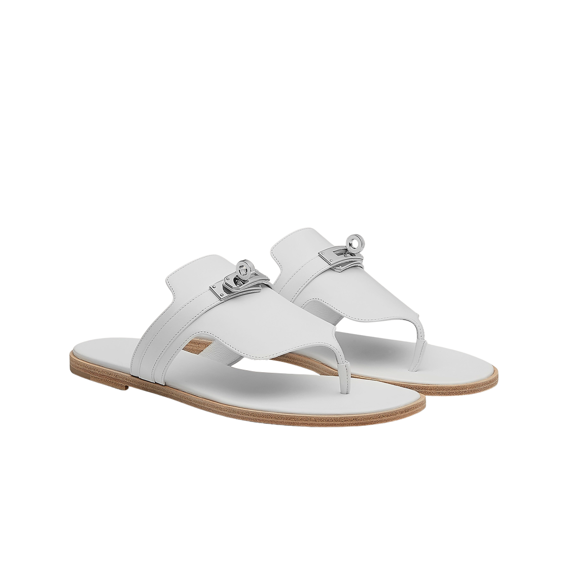 (W) 에르메스 엘릭서 샌들 카프스킨 & 팔라듐 하드웨어 블랑((W) Hermes Elixir Sandal Calfskin & Palladium Blanc) - 2
