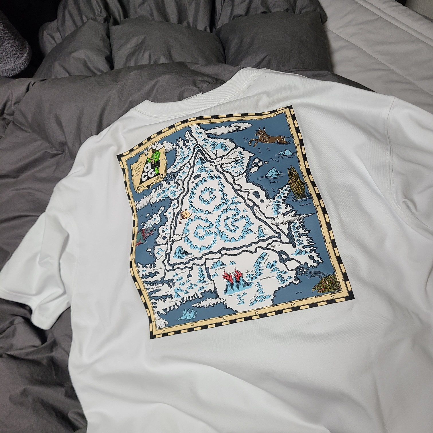 Nike ACG Iceland Map T-Shirt Summit White - US/EU 착용 스타일