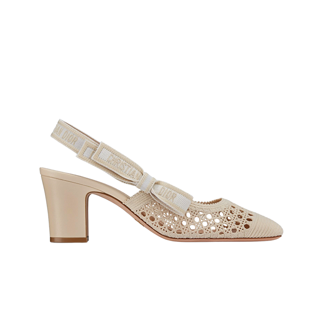 (W) Dior MOI Slingback Pumps Mesh Cannage Embroidery Cream 상세 이미지 1