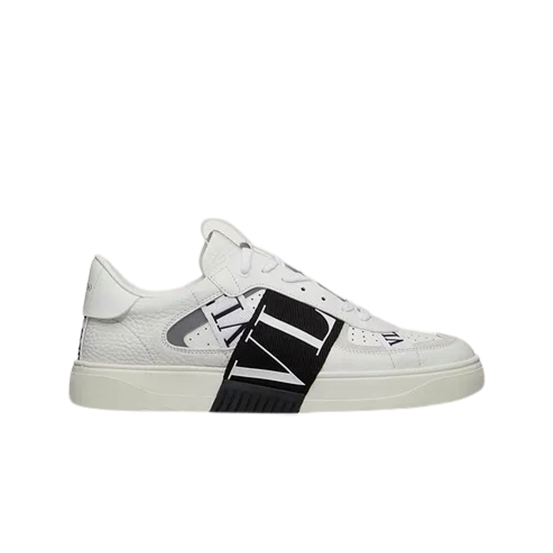 S0C58WRQ24P Valentino Calfskin VL7N Low-Top Sneakers with Bands White Black