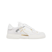 (W) Valentino Calfskin VL7N Low-Top Sneakers With Bands White Antique Brass