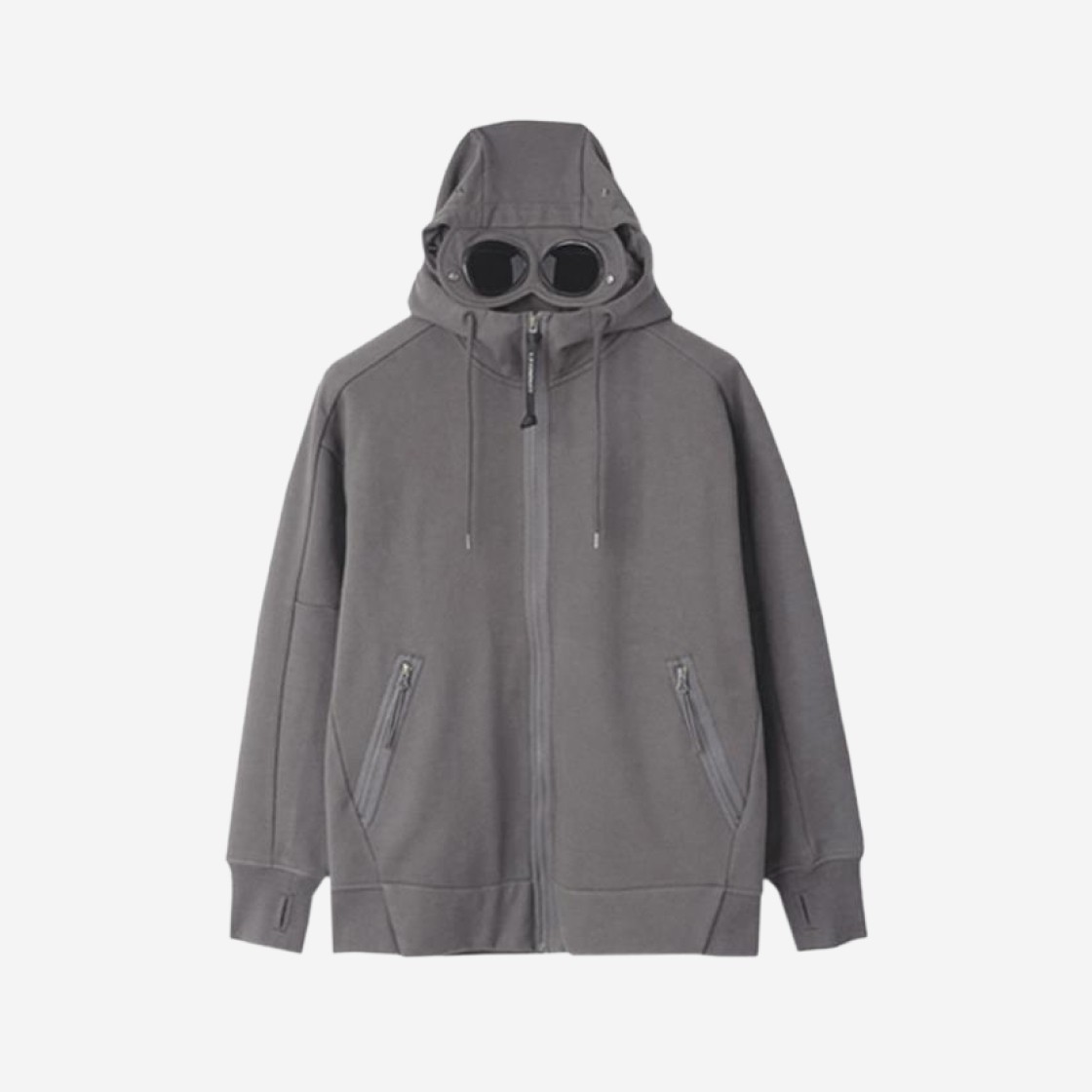 C.P. Company Diagonal Raised Fleece Goggle Hooded Open Sweatshirt Gargoyle - 21SS 상세 이미지 1