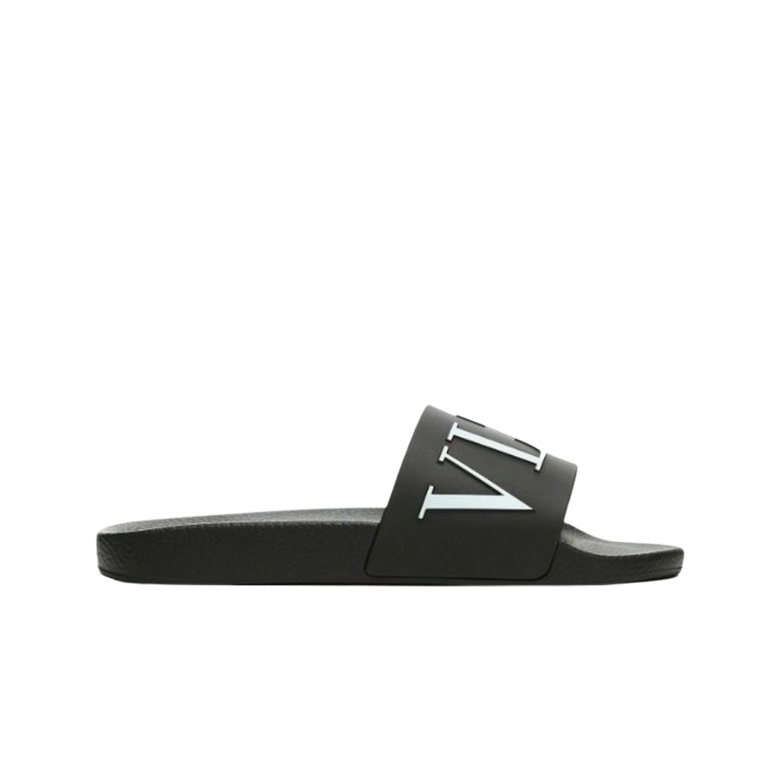 발렌티노 러버 VLTN 슬라이드 샌들 블랙 화이트(Valentino Rubber VLTN Slide Sandal Black White)