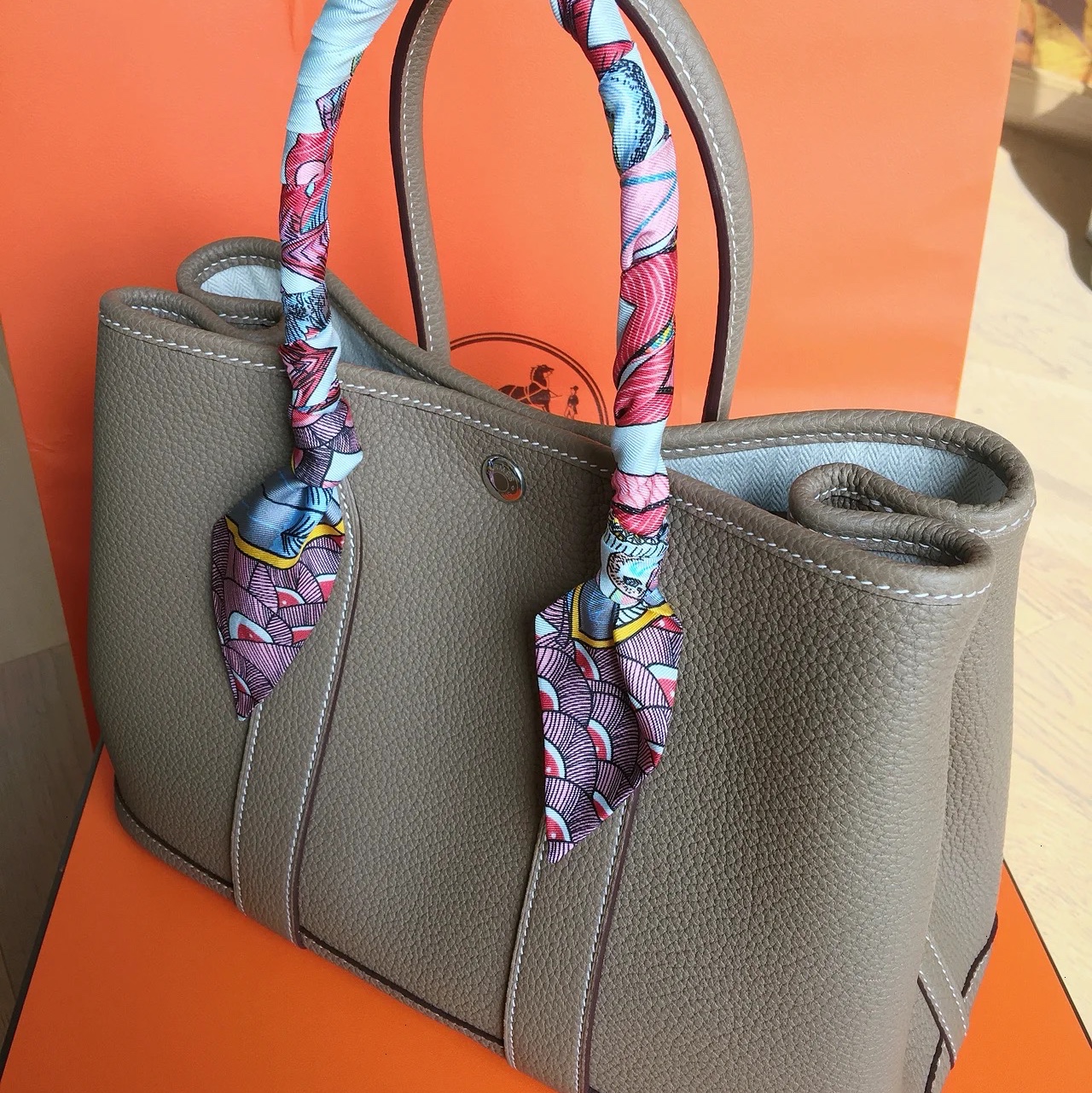 Hermes Garden Party 36 Bag Negonda & Palladium Gris Meyer 착용 스타일 - 1