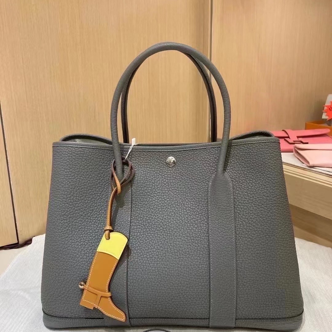 Hermes Garden Party 36 Bag Negonda & Palladium Gris Meyer 착용 스타일