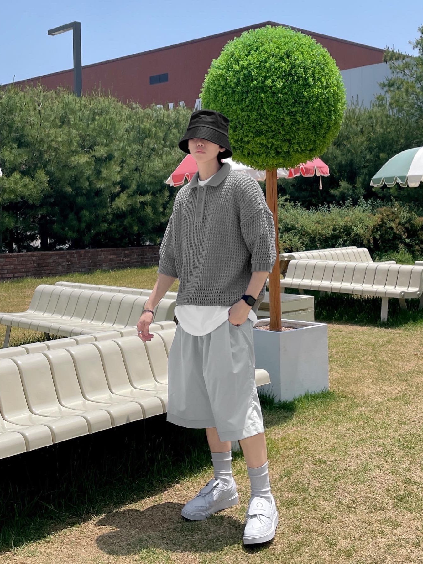 Nike x Peaceminusone Kwondo1 White 착용 스타일 - 2