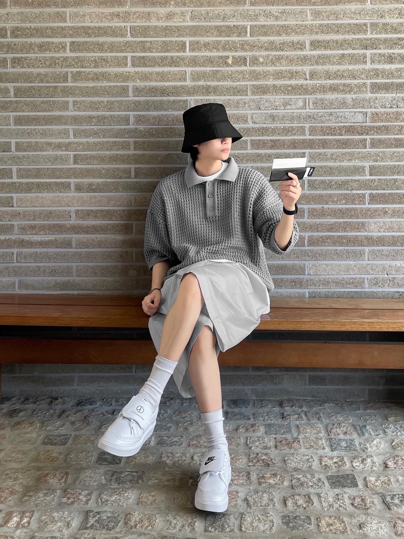 Nike x Peaceminusone Kwondo1 White 착용 스타일 - 1