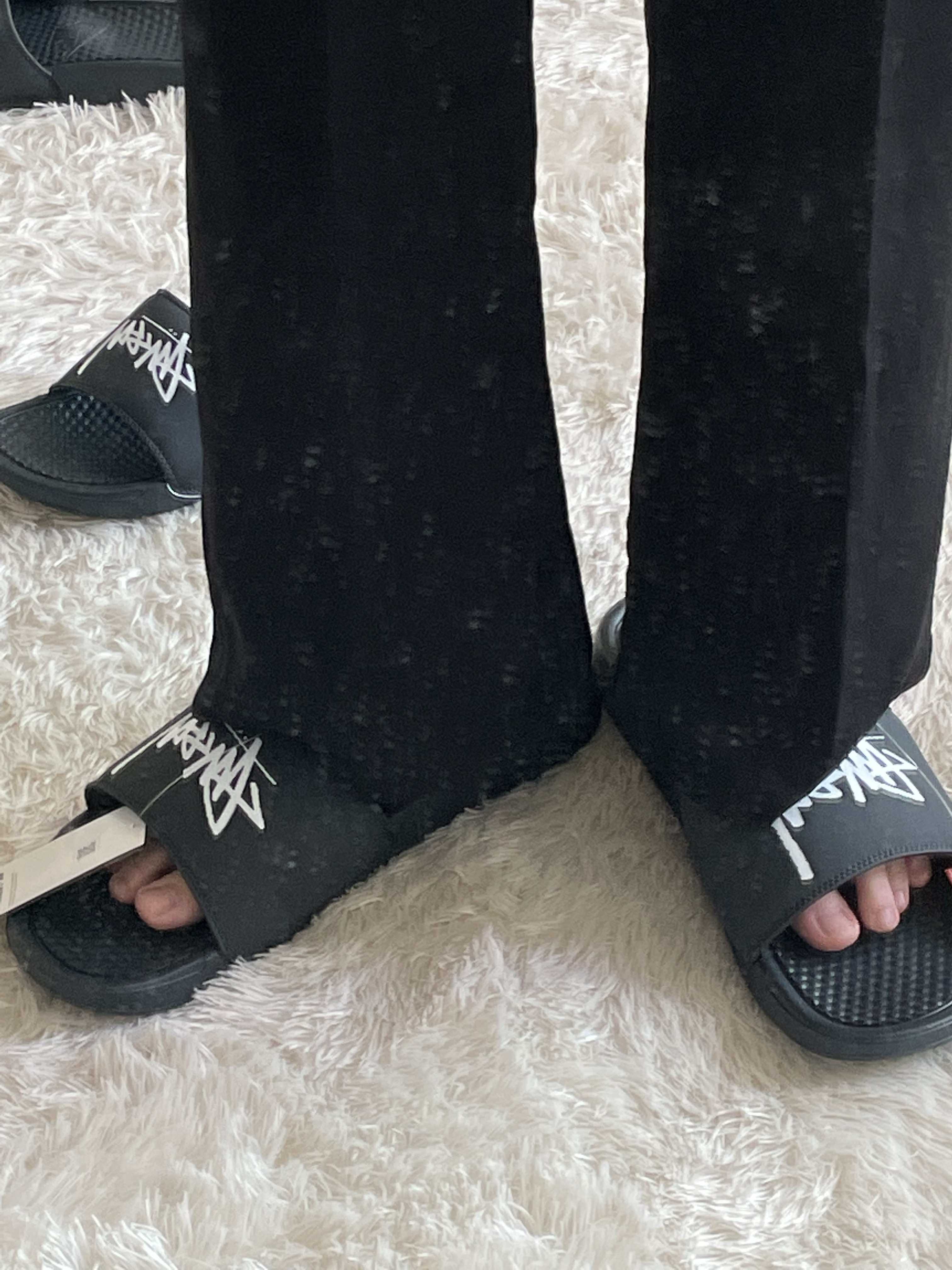 Nike x Stussy Benassi Slide Off Noir 착용 스타일