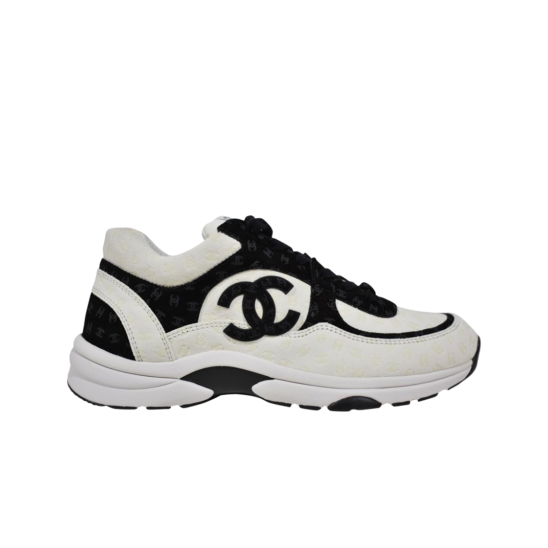 (W) 샤넬 스니커즈 프린티드 카프스킨 & 화이트 블랙((W) Chanel Sneakers Printed Calfskin & White Black)