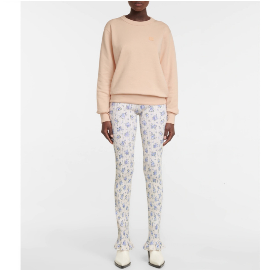 (W) Acne Studios Fairah Face Crewneck Sweatshirt Powder Pink 착용 스타일 - 1
