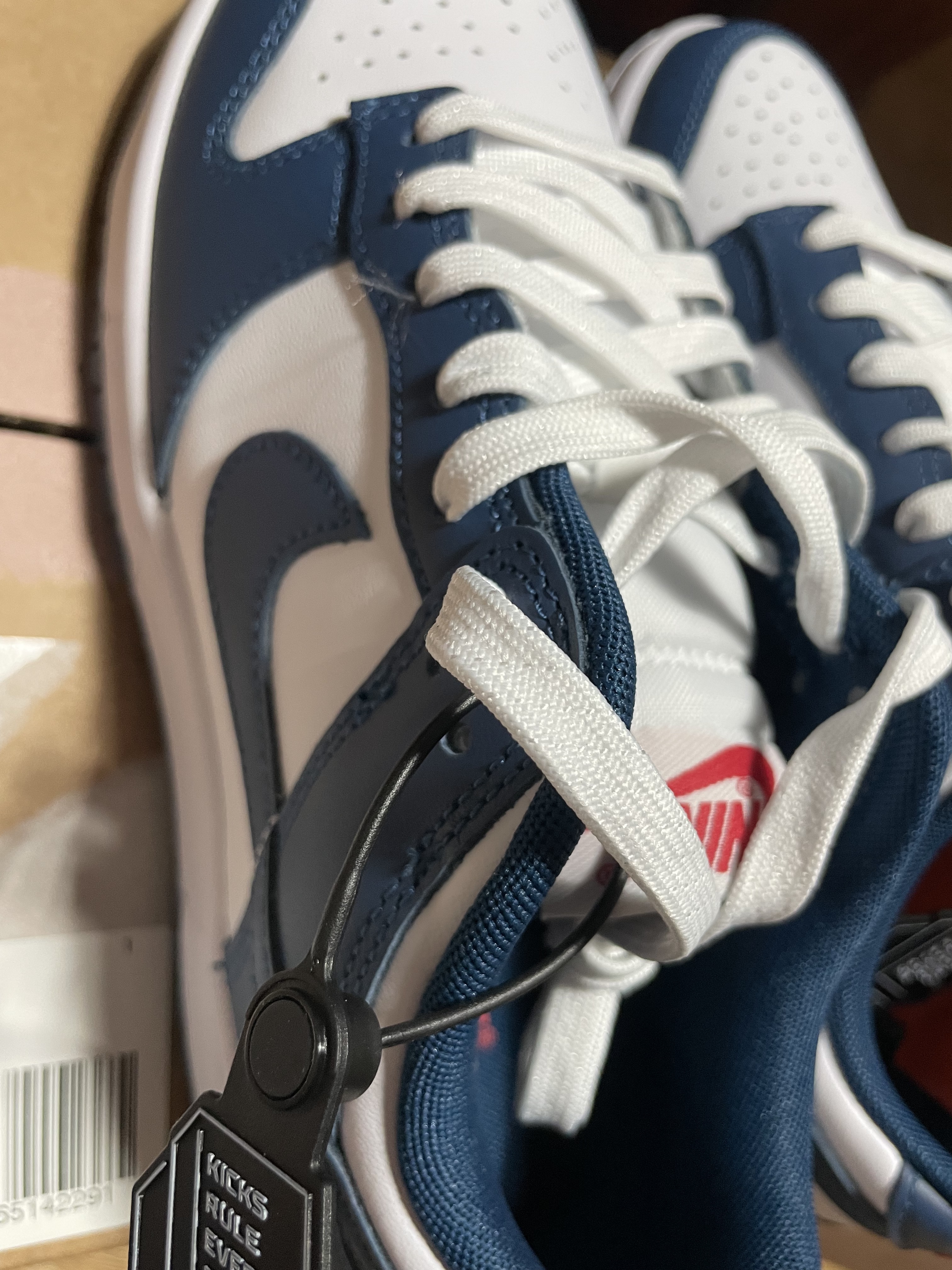 Nike Dunk Low Retro Valerian Blue, (W) Jordan 1 Low White Dark Marina Blue 착용 스타일 - 2